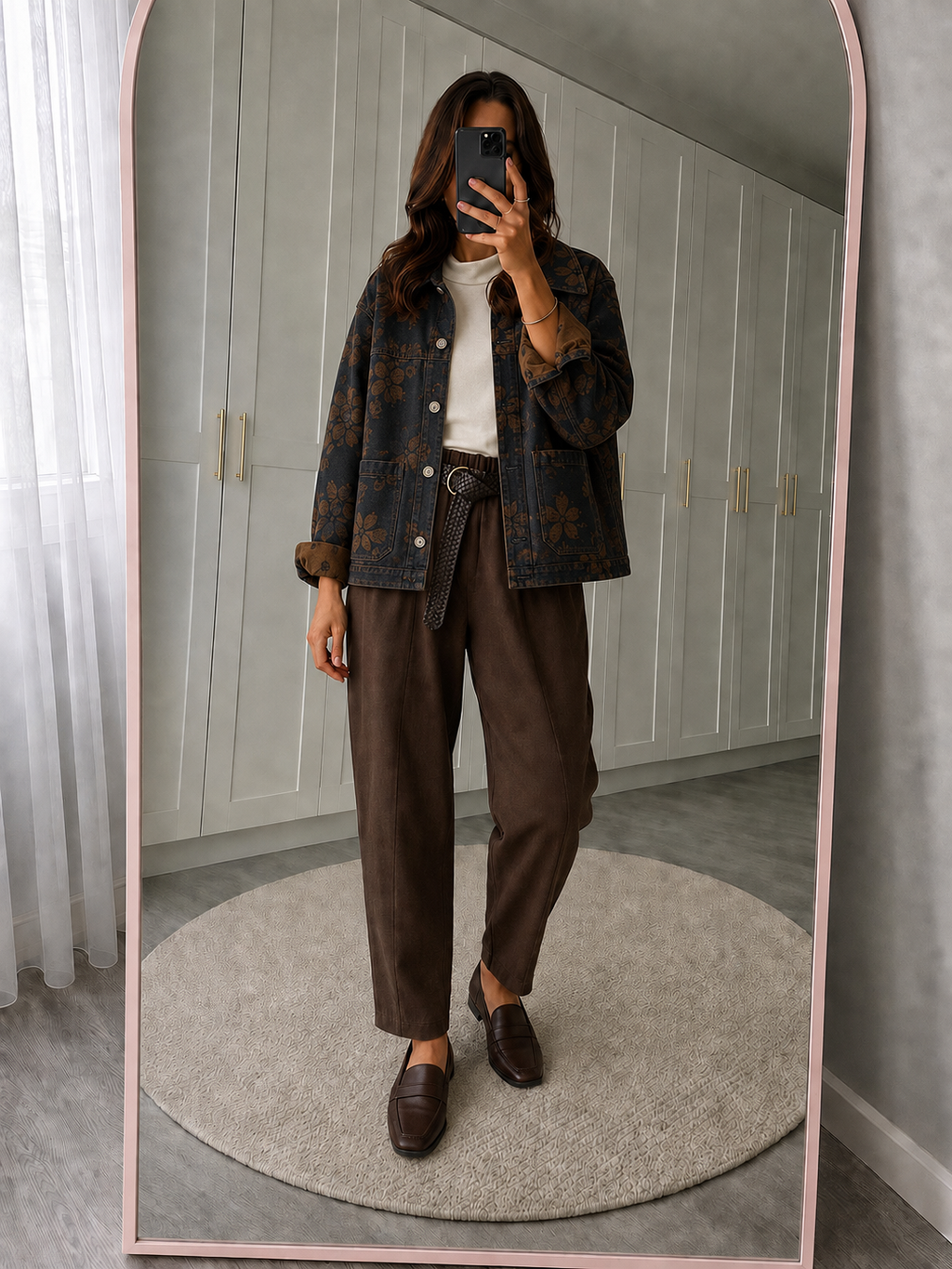 Giacca denim fantasia floreale