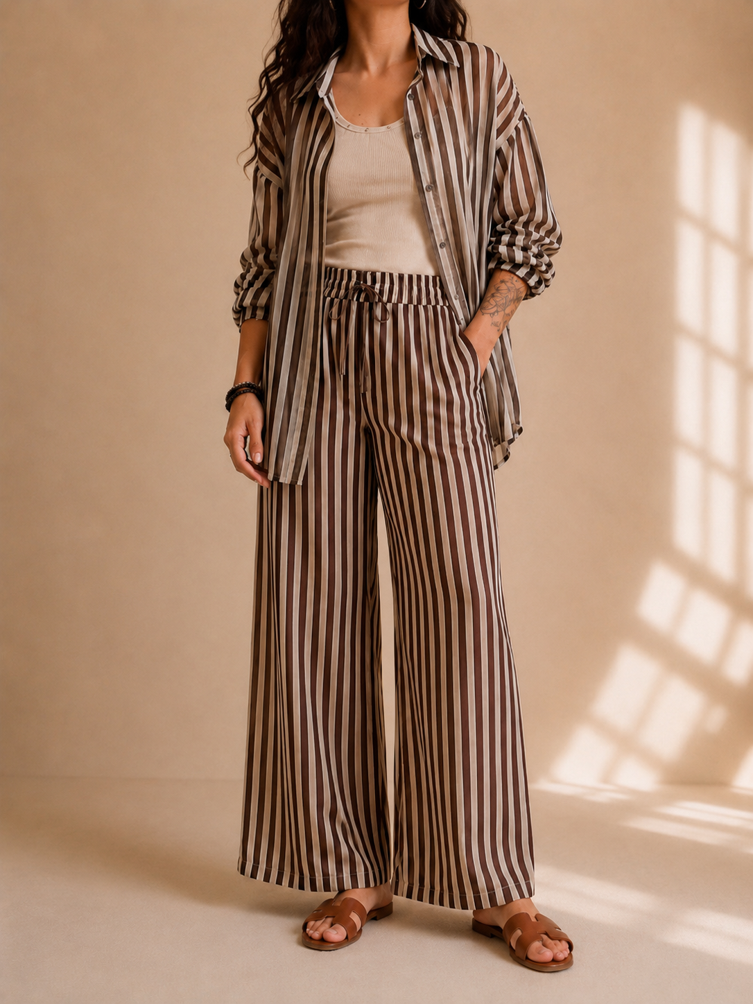 Pantaloni a righe con elastico
