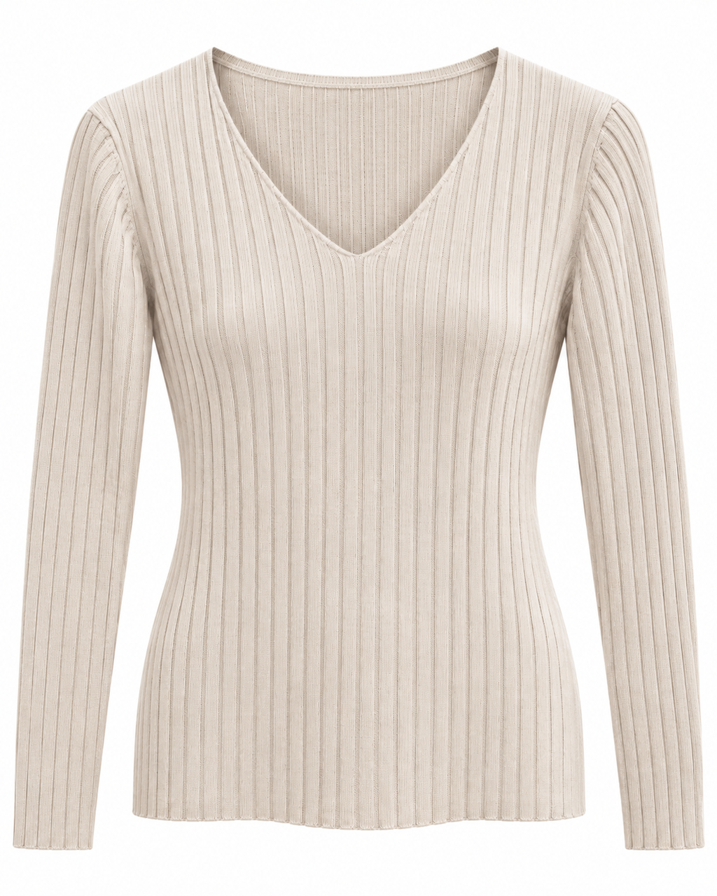 Maglia basica a costine con scollo a V