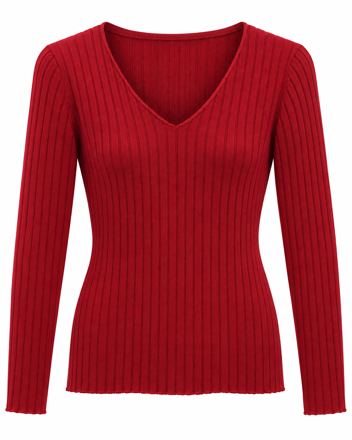 Maglia basica a costine con scollo a V