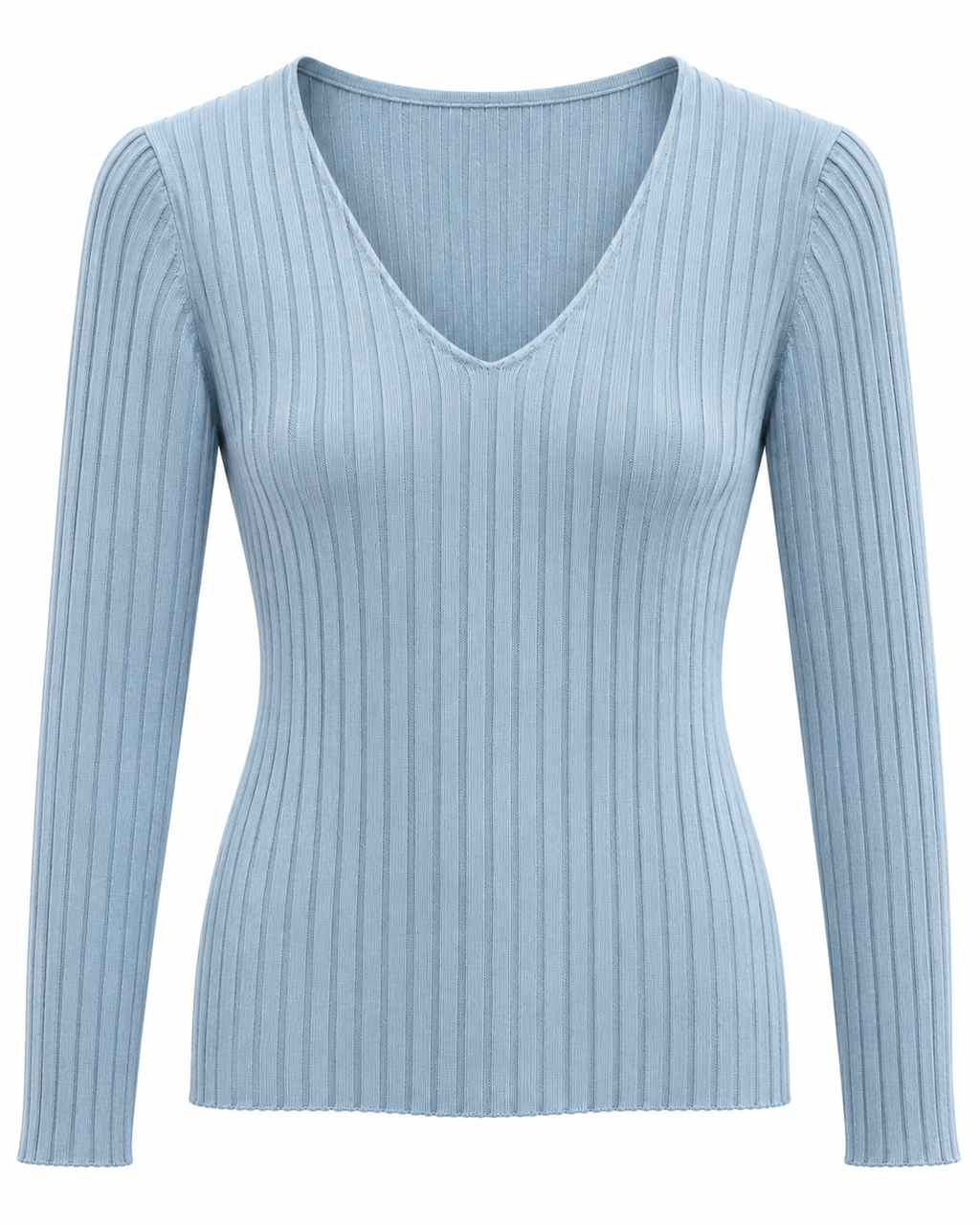 Maglia basica a costine con scollo a V
