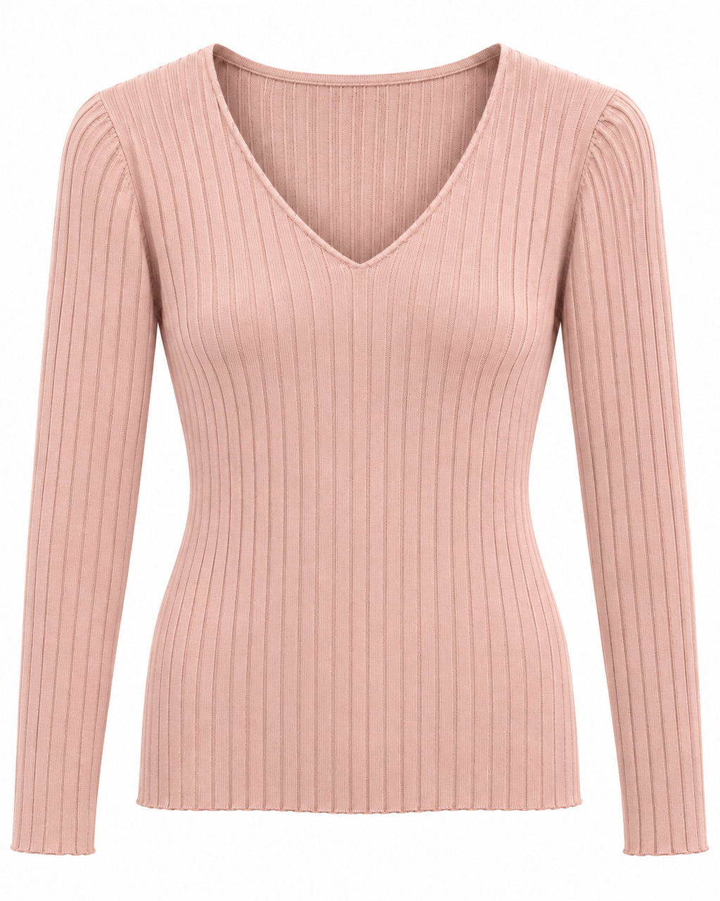 Maglia basica a costine con scollo a V