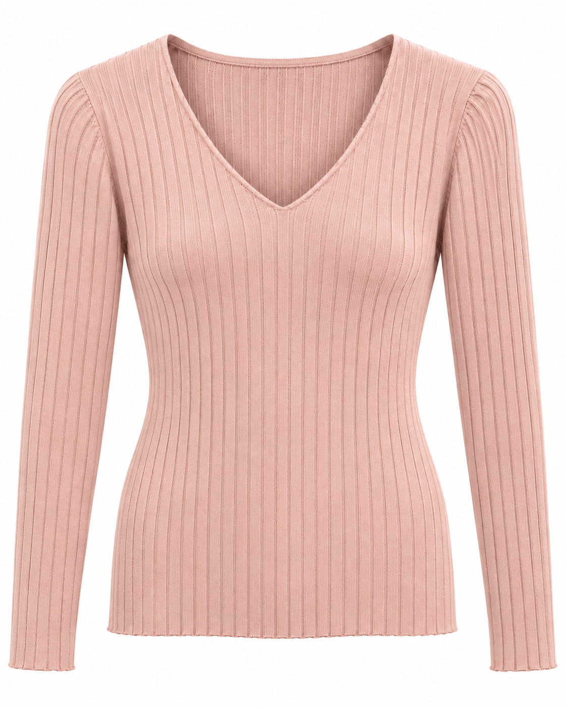 Maglia basica a costine con scollo a V