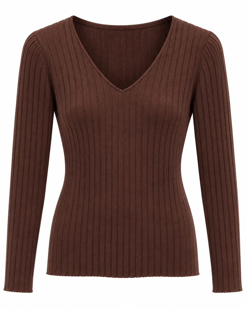 Maglia basica a costine con scollo a V