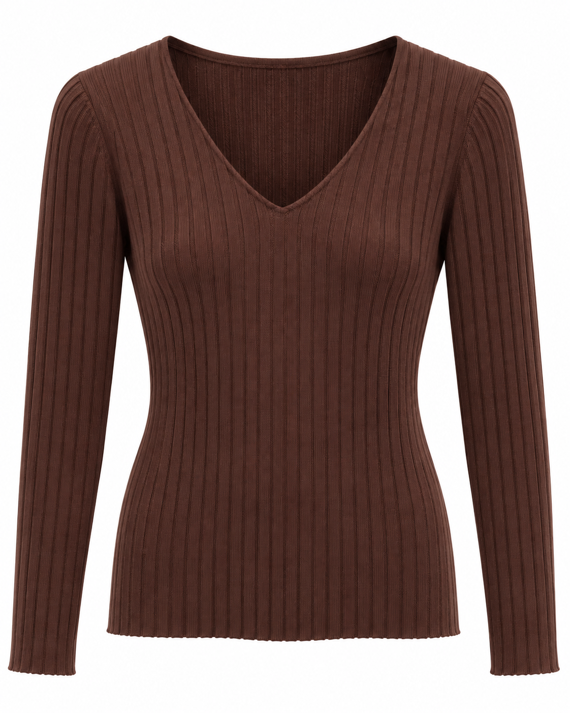 Maglia basica a costine con scollo a V