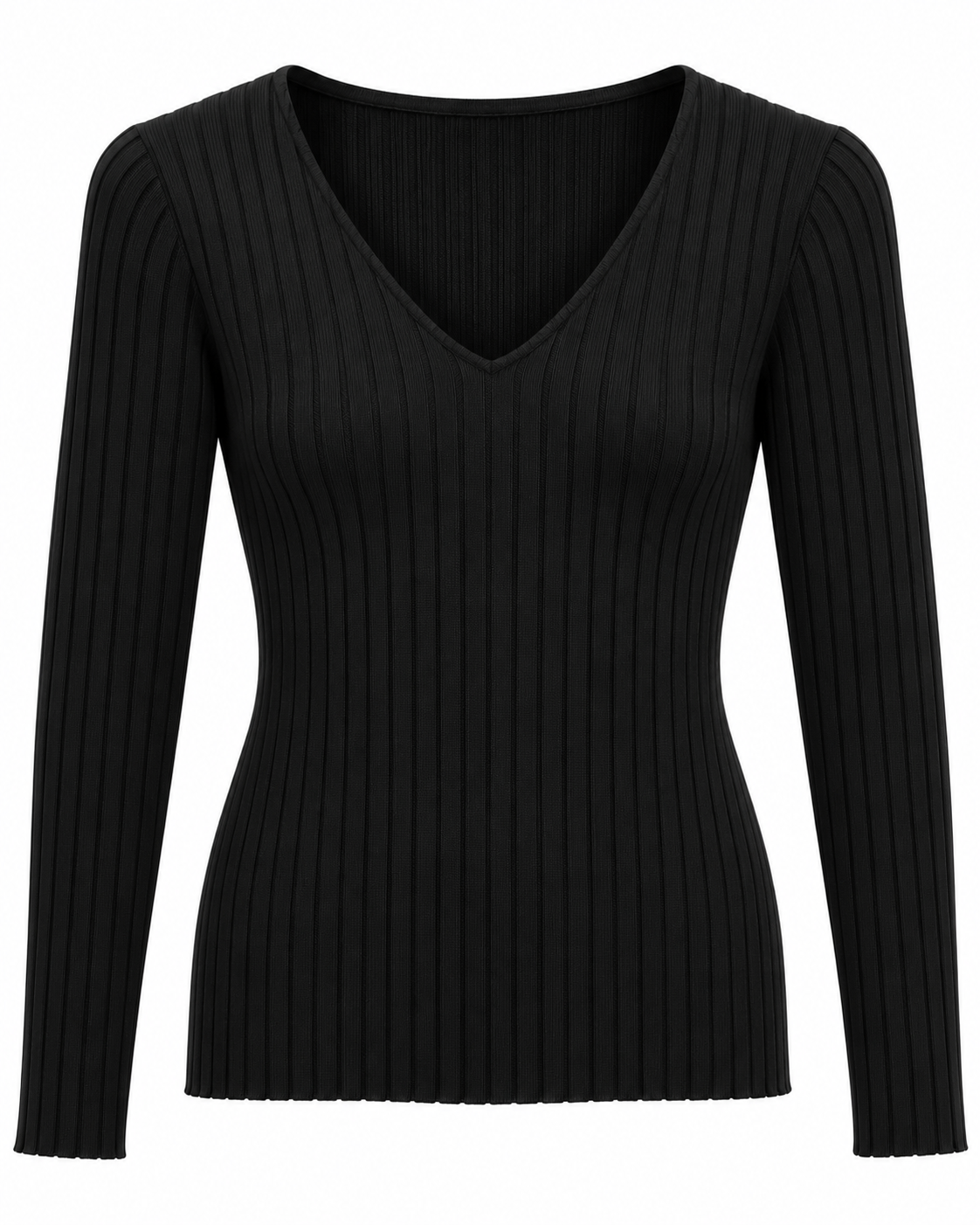 Maglia basica a costine con scollo a V