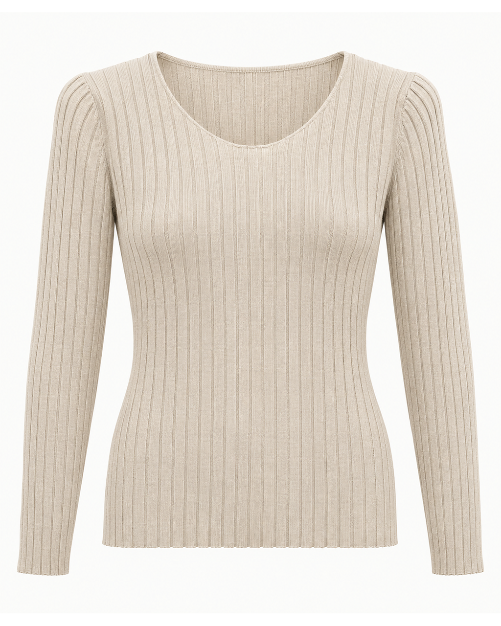 Maglia basic a costine girocollo