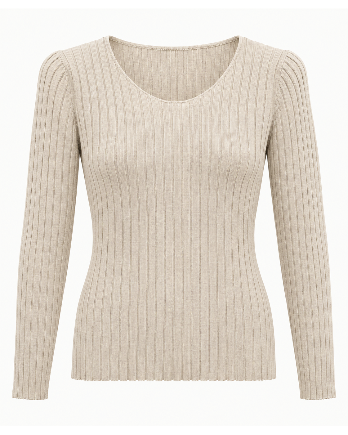 Maglia basic a costine girocollo