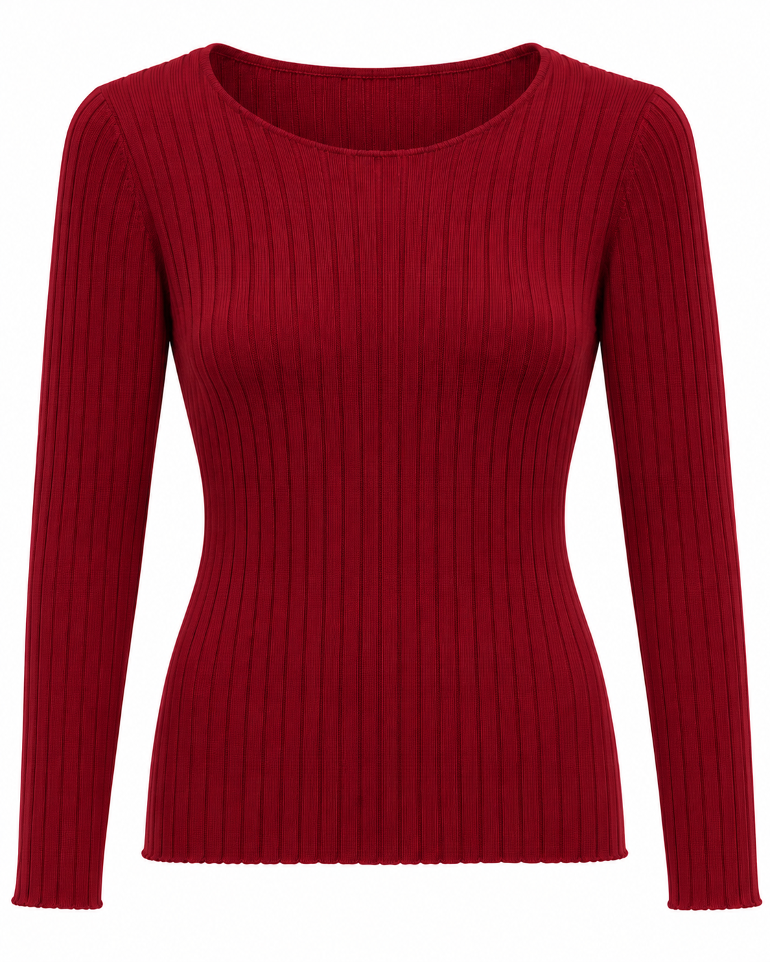 Maglia basic a costine girocollo