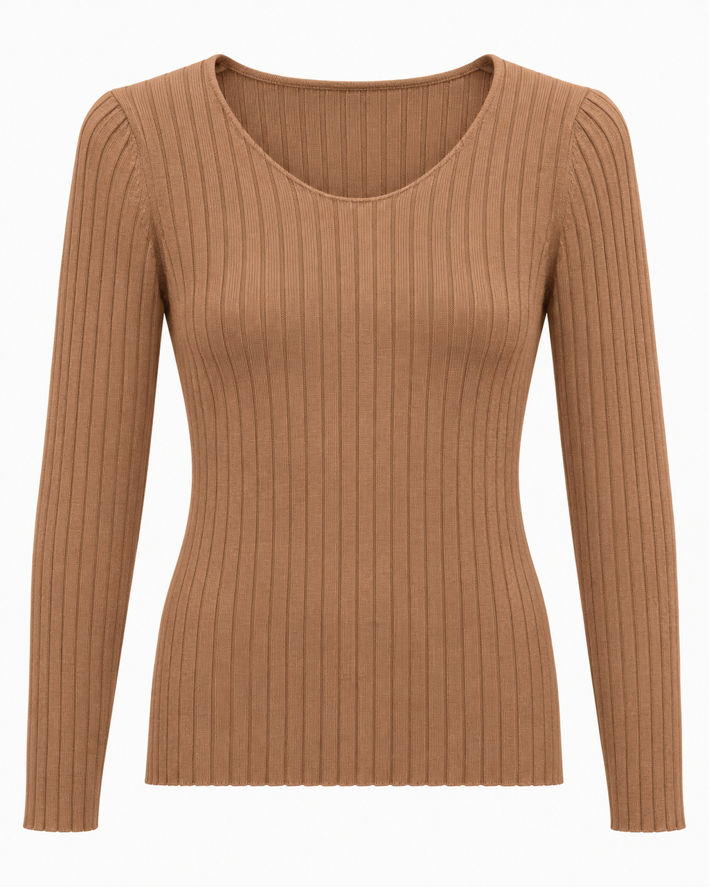 Maglia basic a costine girocollo