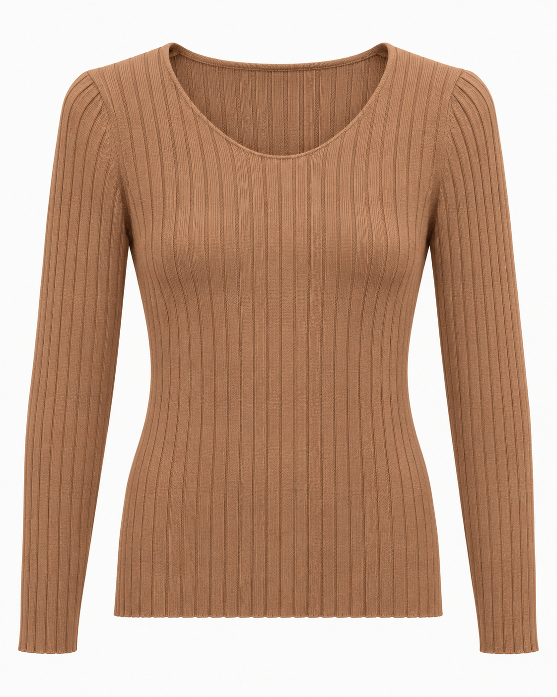 Maglia basic a costine girocollo
