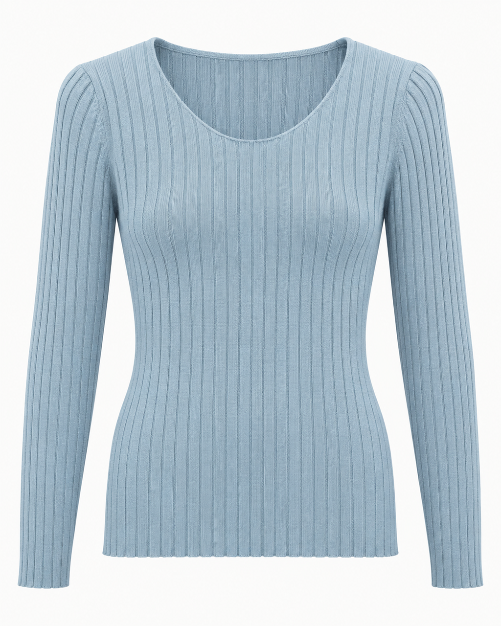 Maglia basic a costine girocollo
