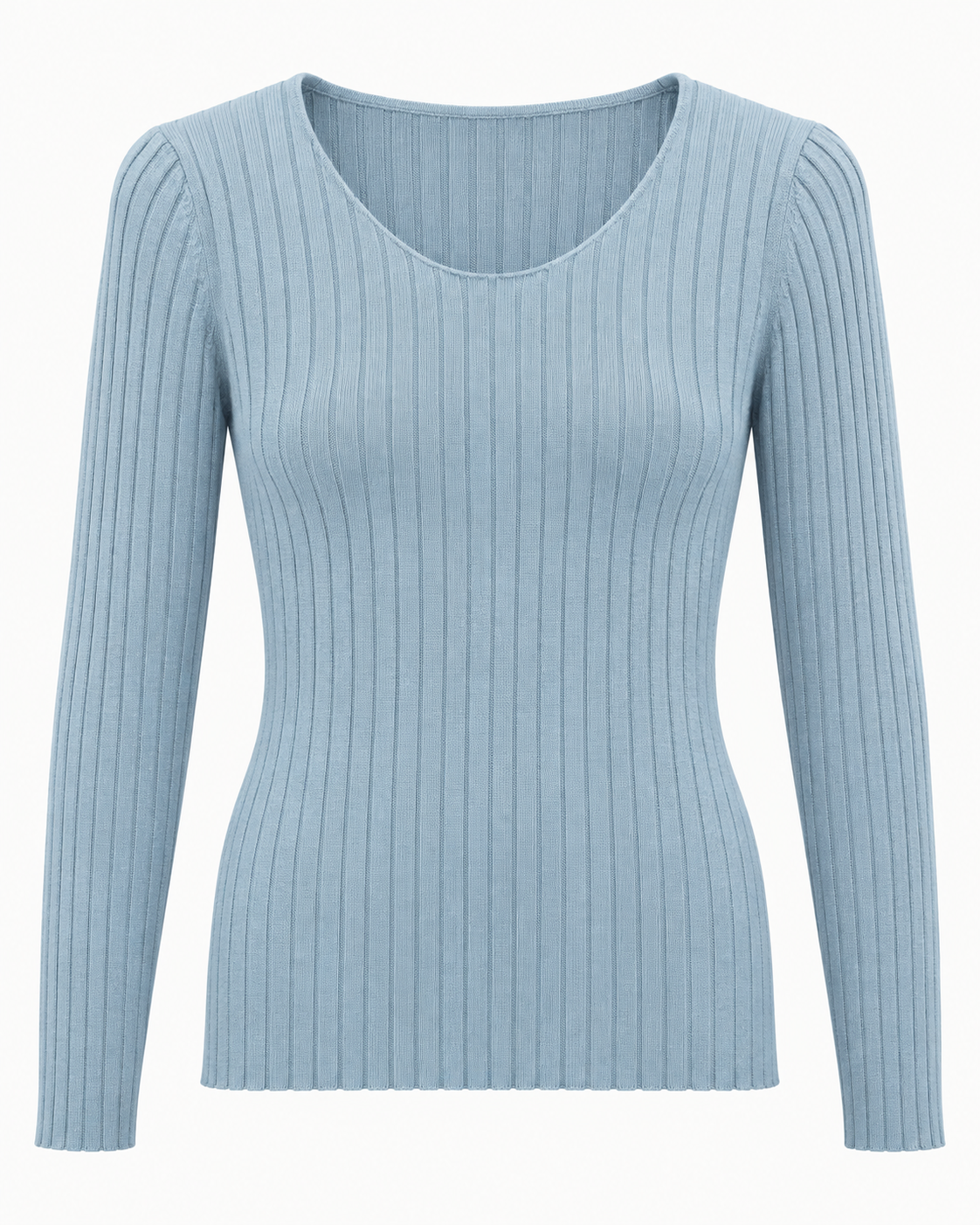 Maglia basic a costine girocollo