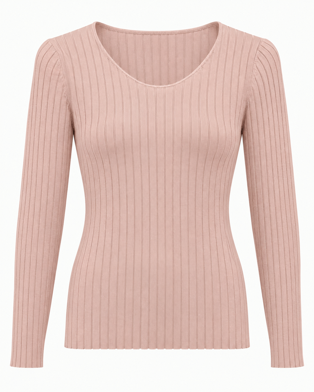 Maglia basic a costine girocollo