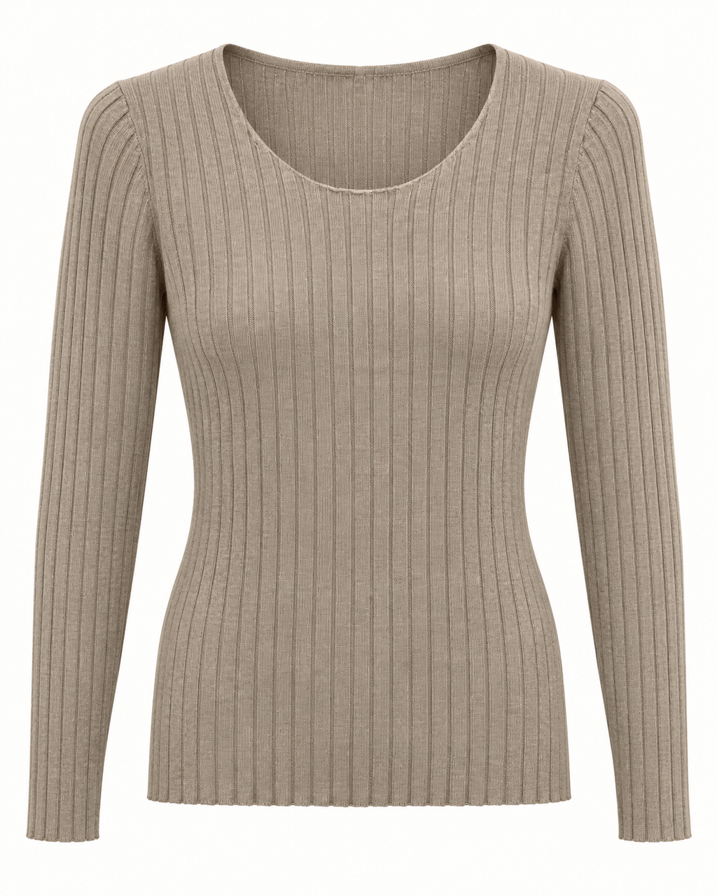 Maglia basic a costine girocollo