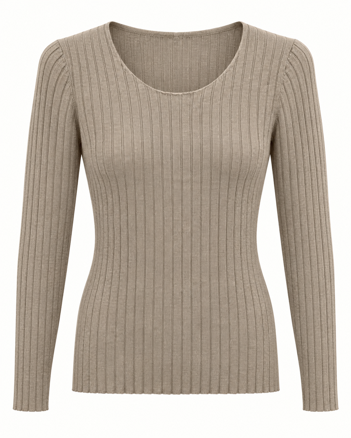 Maglia basic a costine girocollo