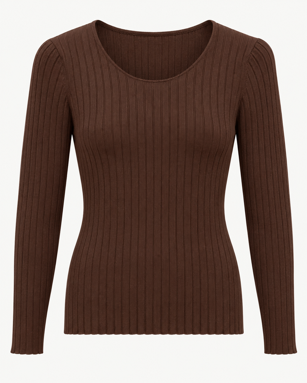 Maglia basic a costine girocollo