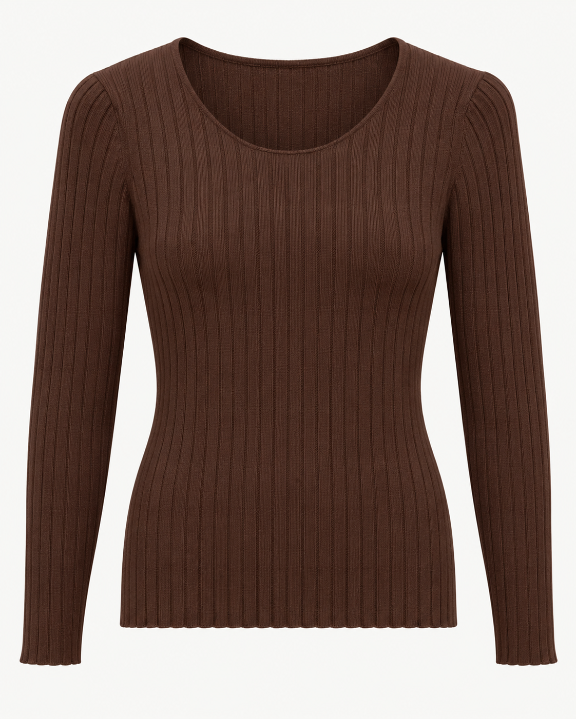 Maglia basic a costine girocollo