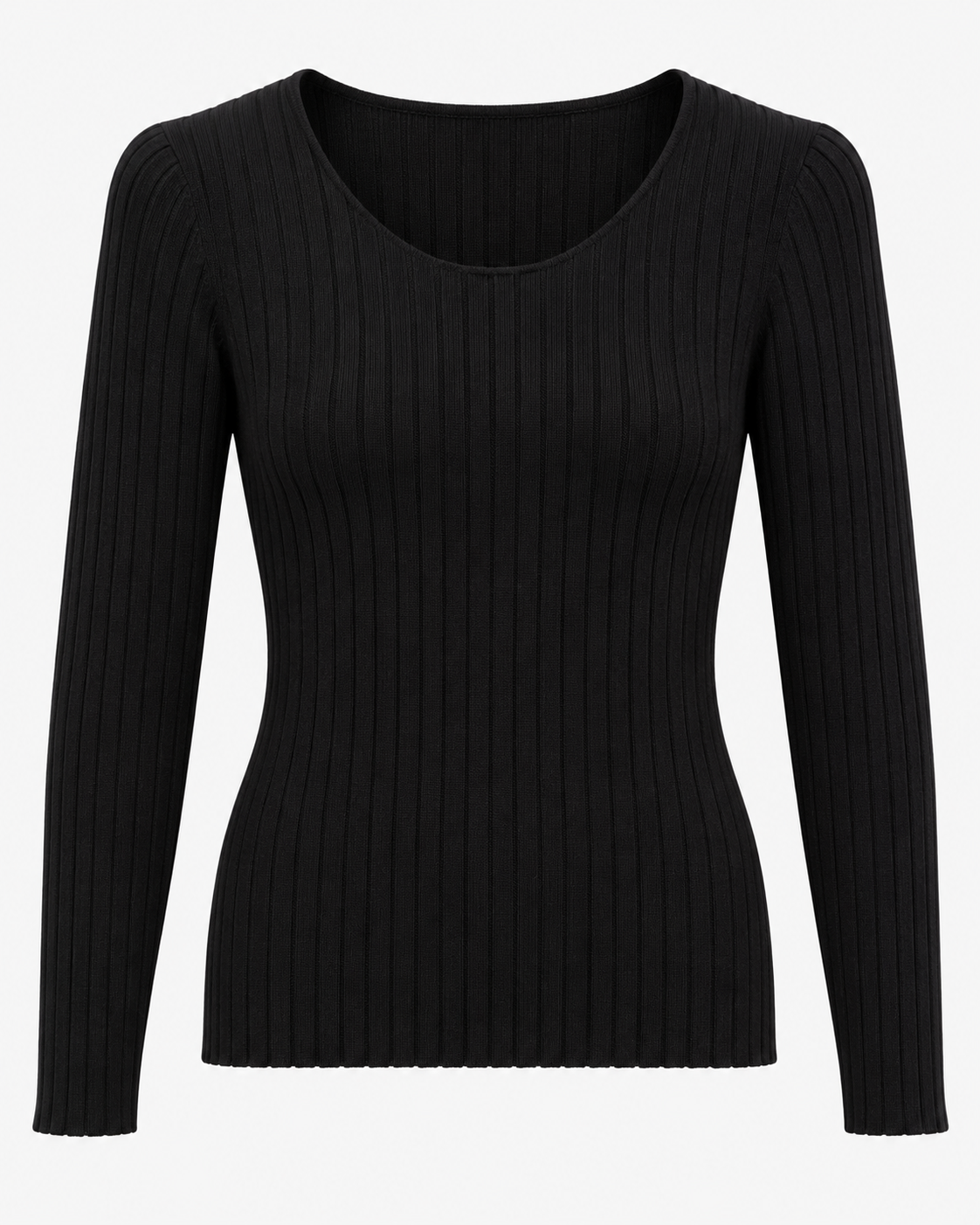 Maglia basic a costine girocollo