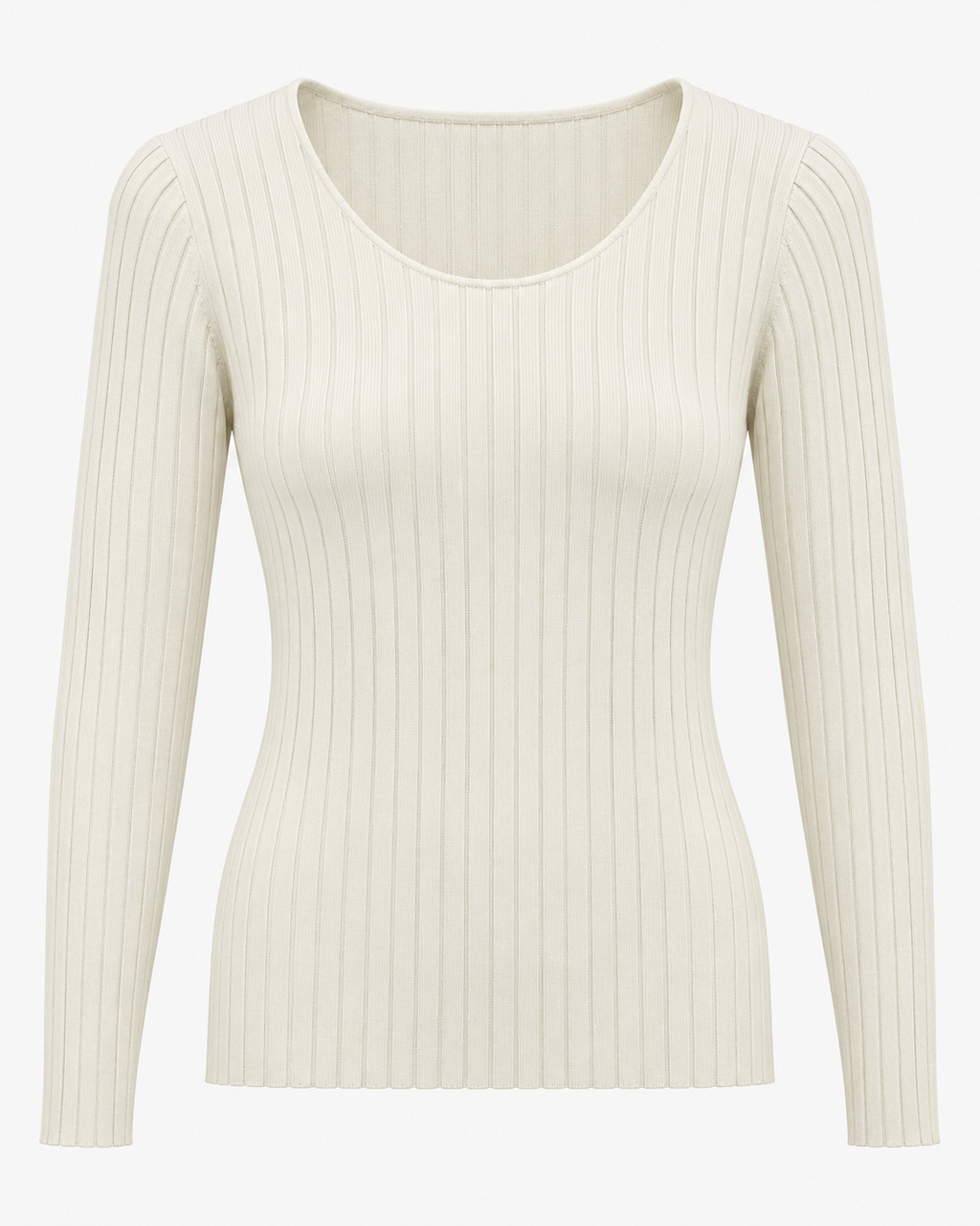 Maglia basic a costine girocollo