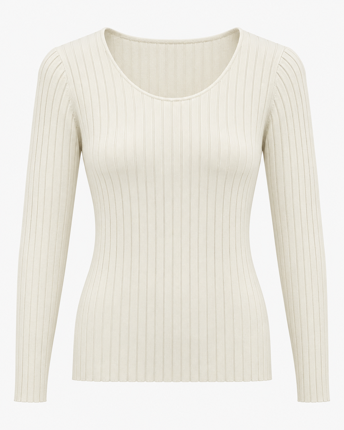 Maglia basic a costine girocollo