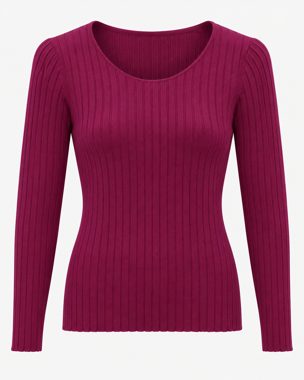 Maglia basic a costine girocollo