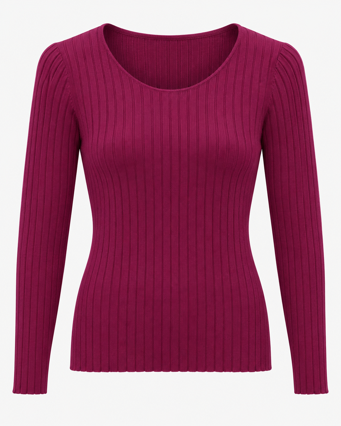 Maglia basic a costine girocollo