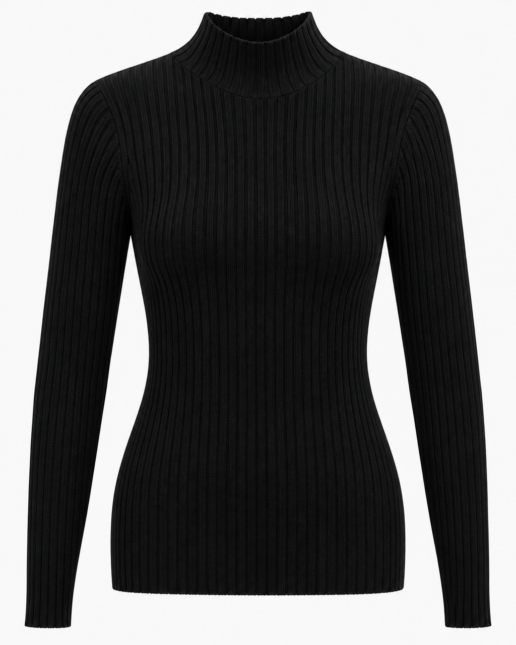 Maglia basic a costine lupetto