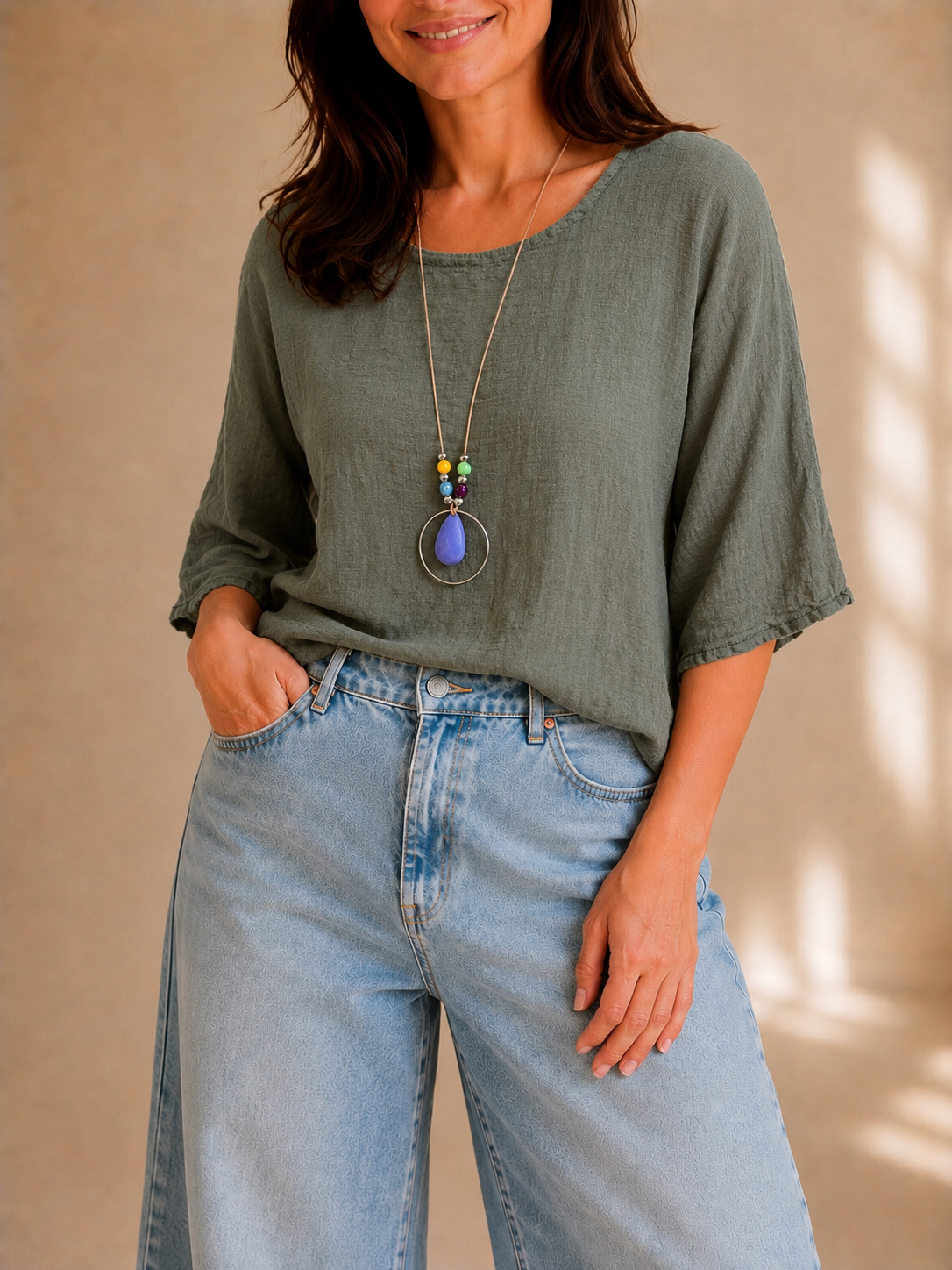 Blusa effetto lino