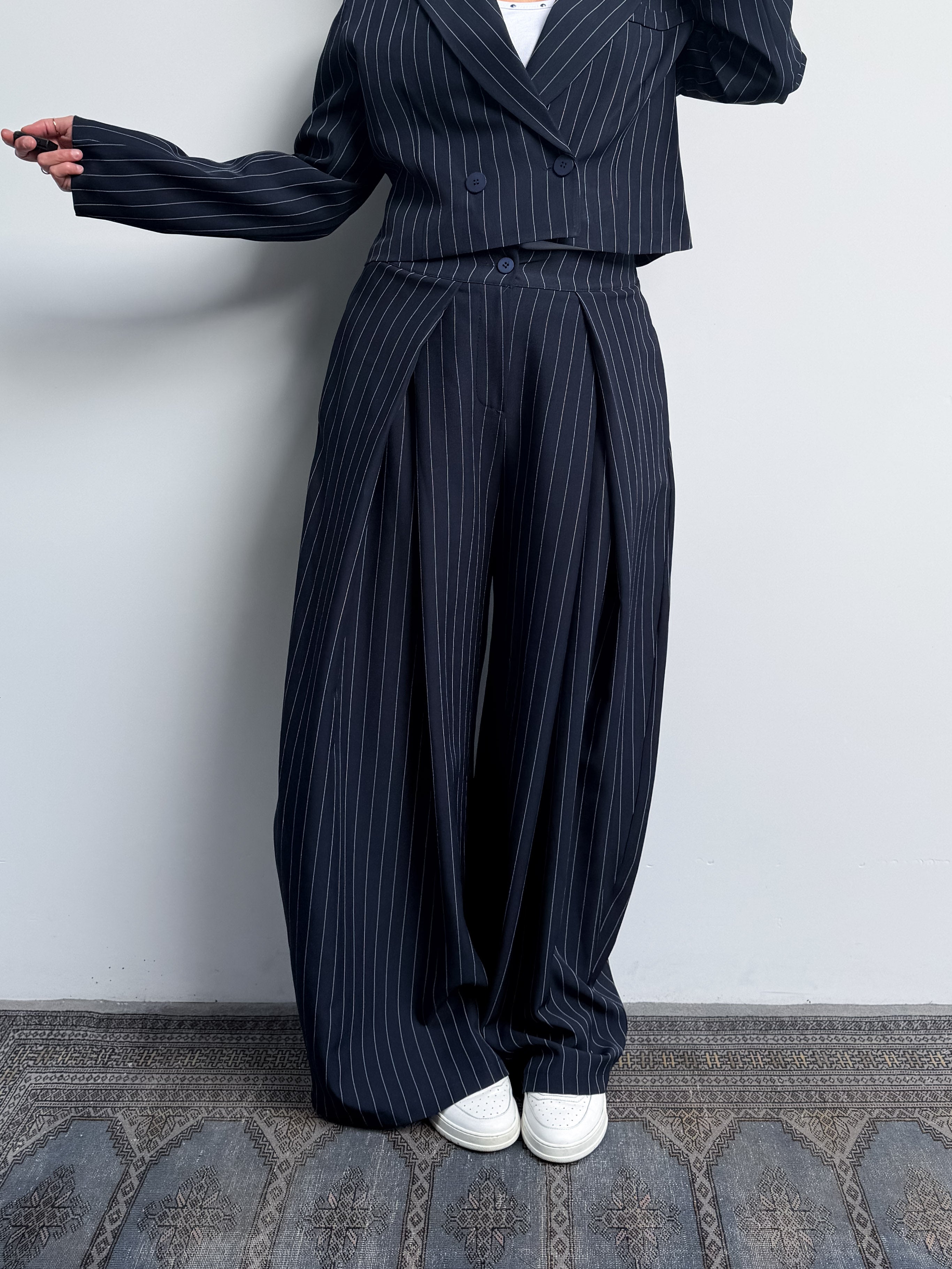 Pantalone gessato baloon