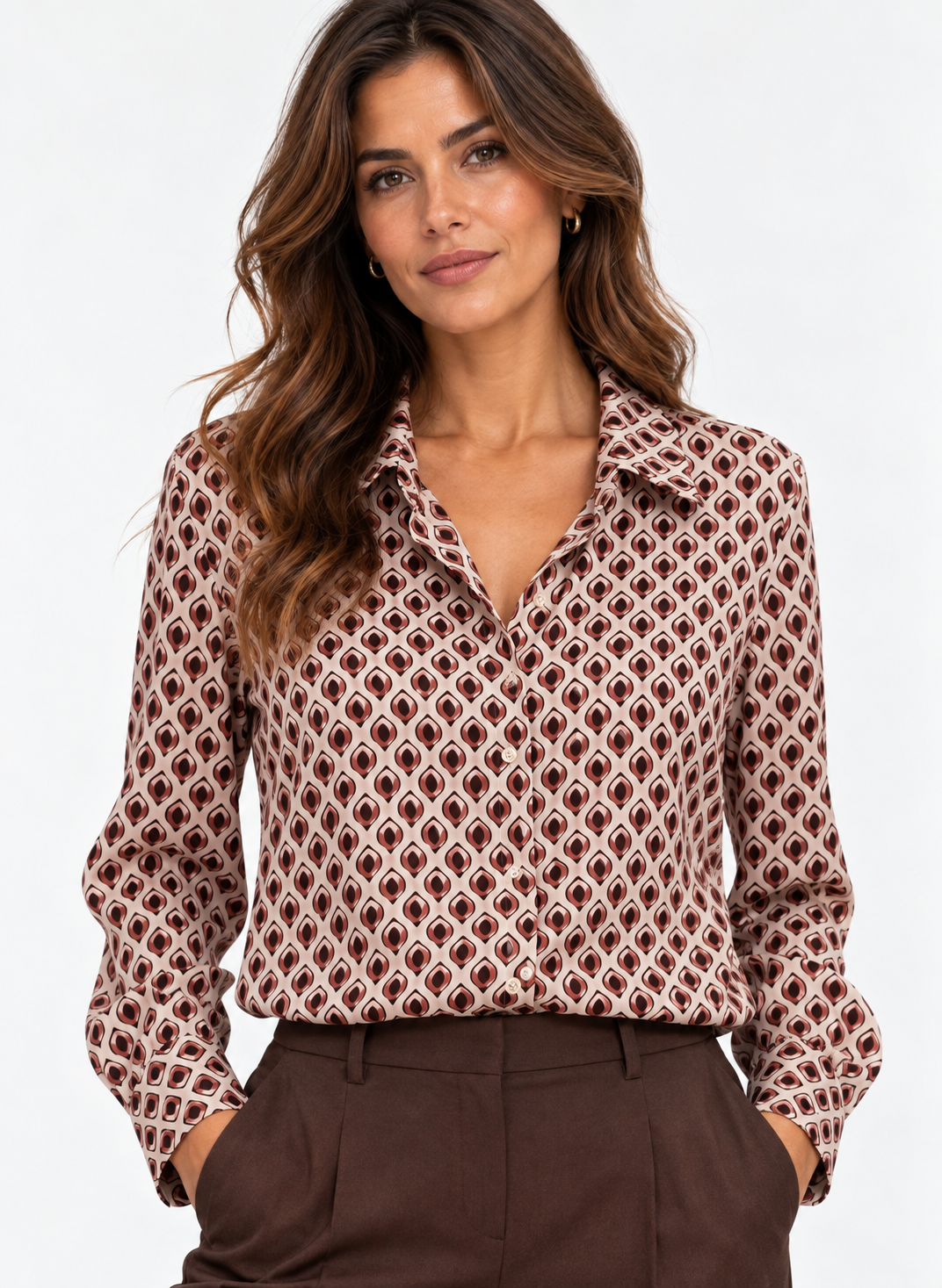 Camicia donna fantasia in maglina elasticizzata