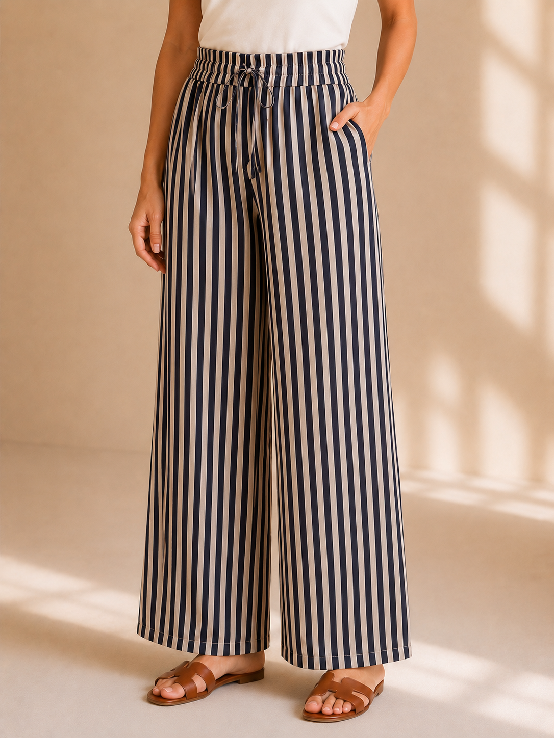 Pantaloni a righe con elastico
