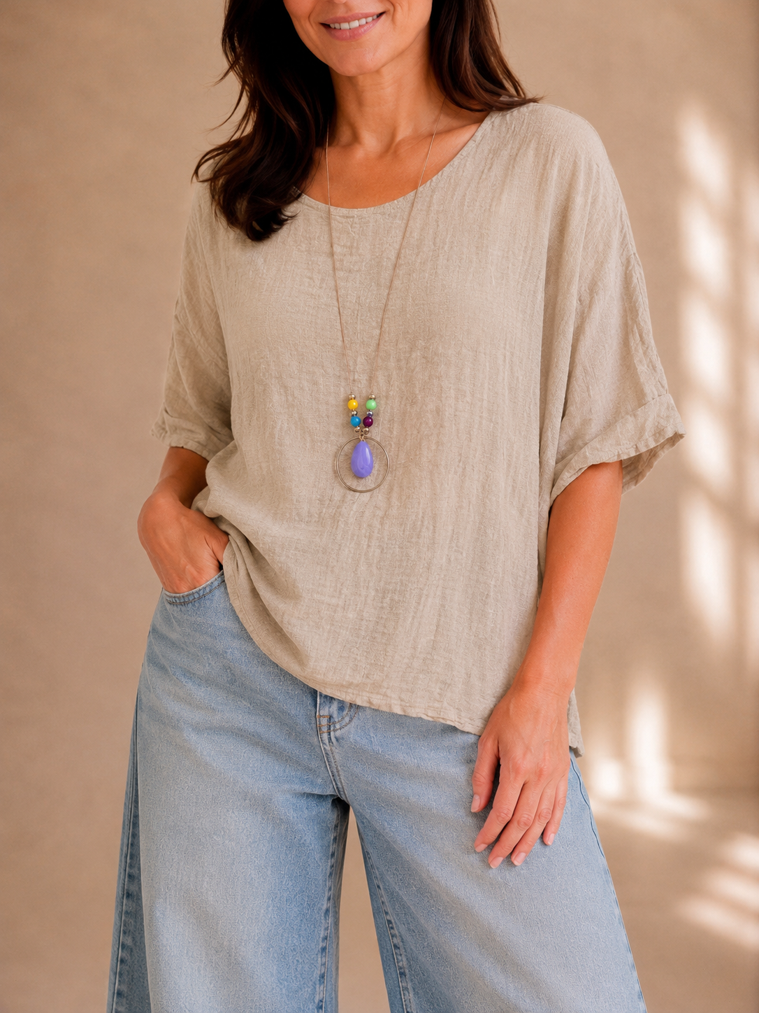 Blusa effetto lino