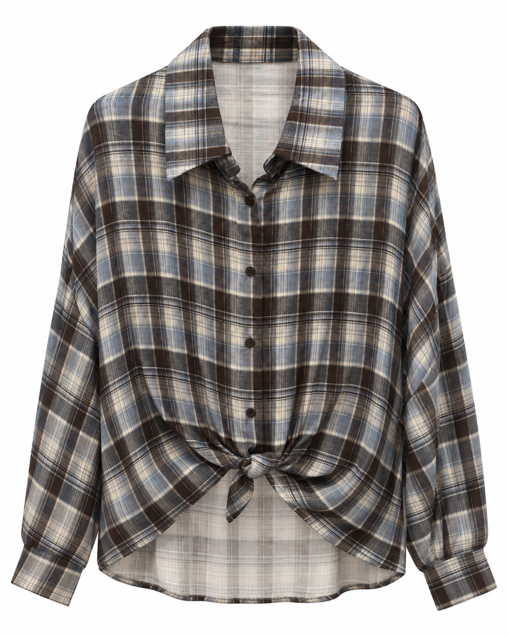 Camicia Over a Quadri con Nodo