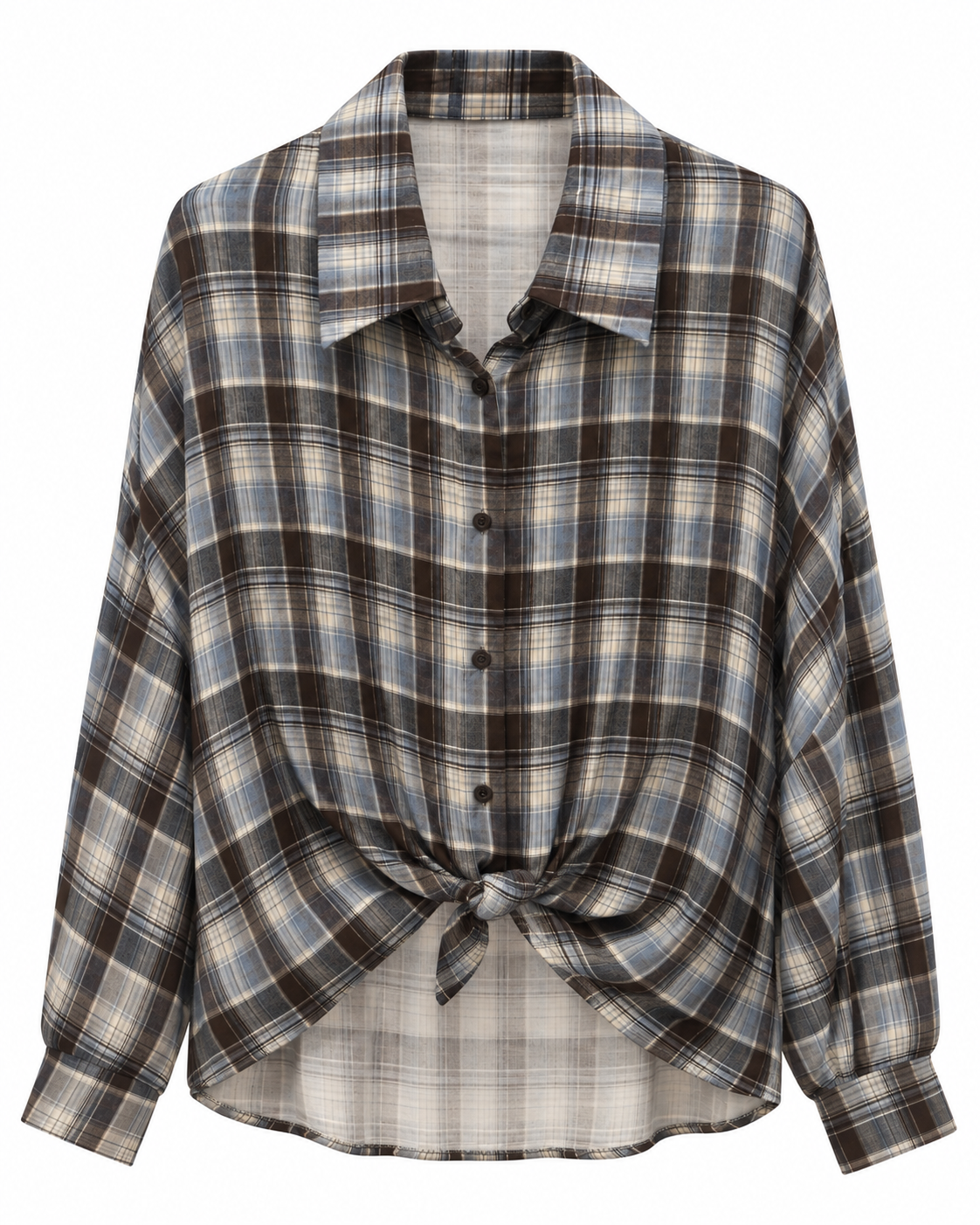 Camicia Over a Quadri con Nodo