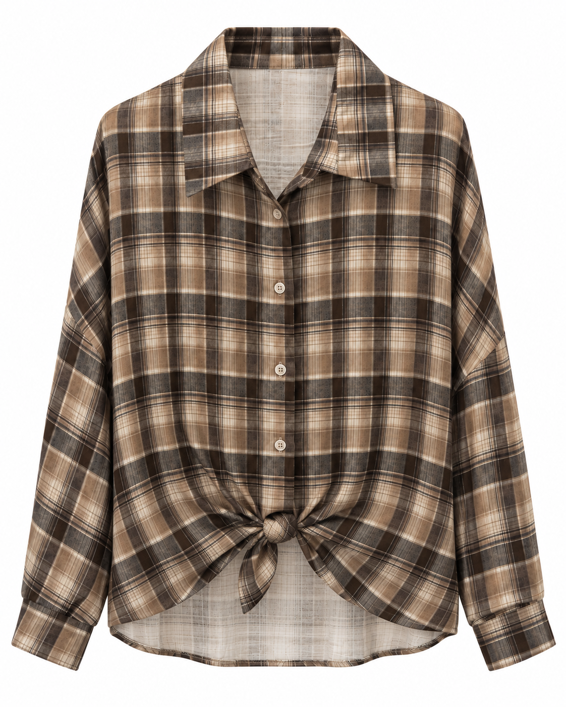Camicia Over a Quadri con Nodo