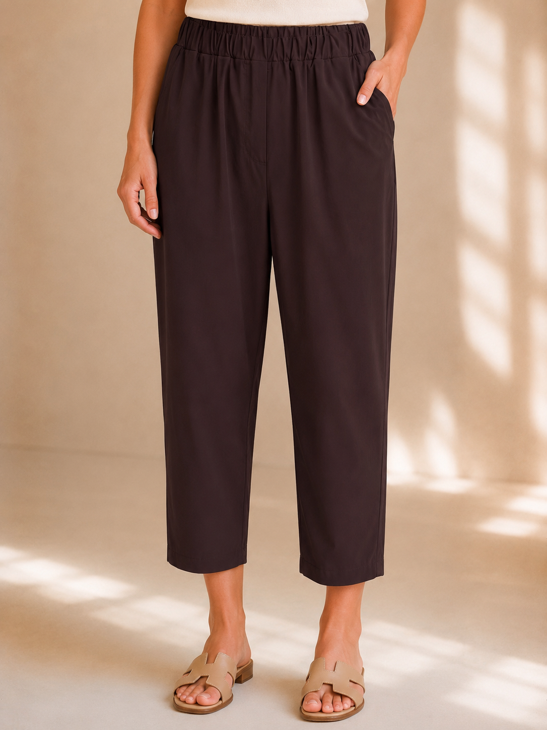 Pantalone cropped elasticizzato