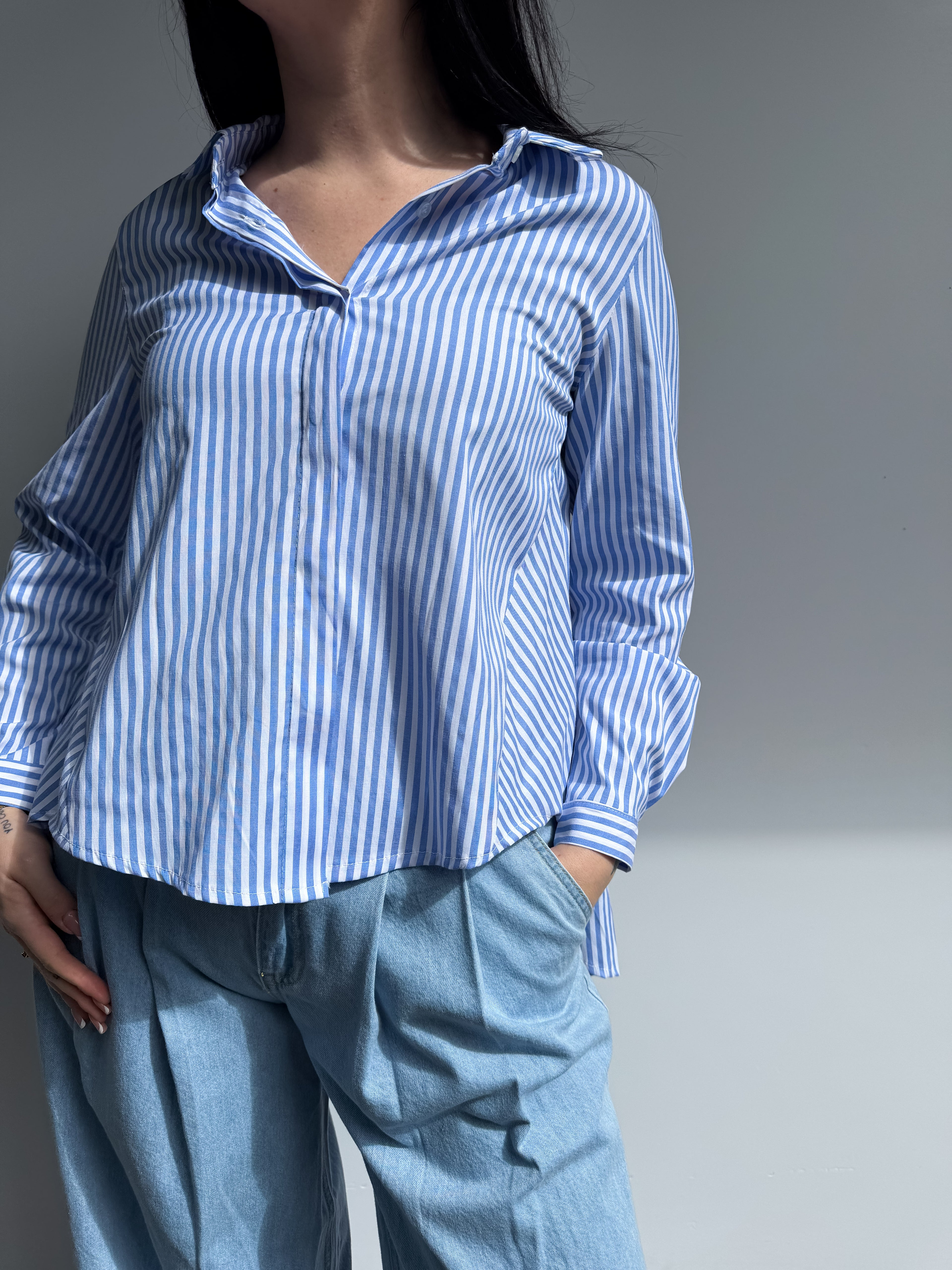 Camicia svasata a righe