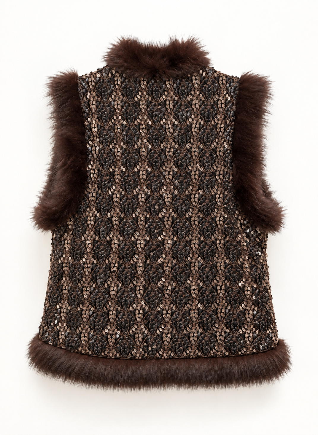 Gilet con Paillettes e Pelliccia