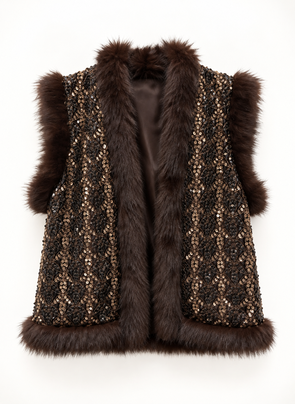 Gilet con Paillettes e Pelliccia