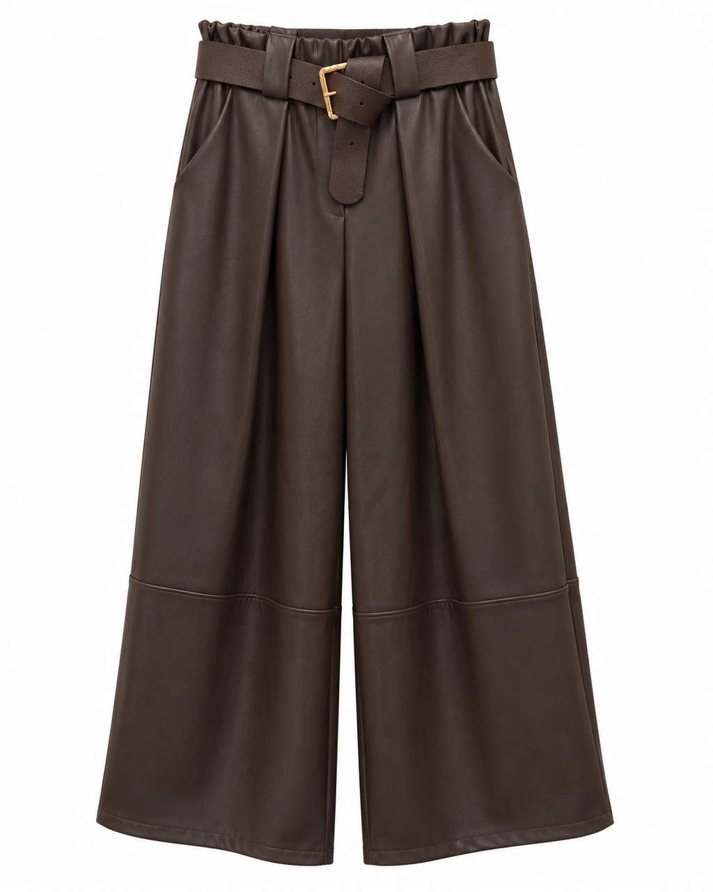 Pantalone a palazzo in ecopelle