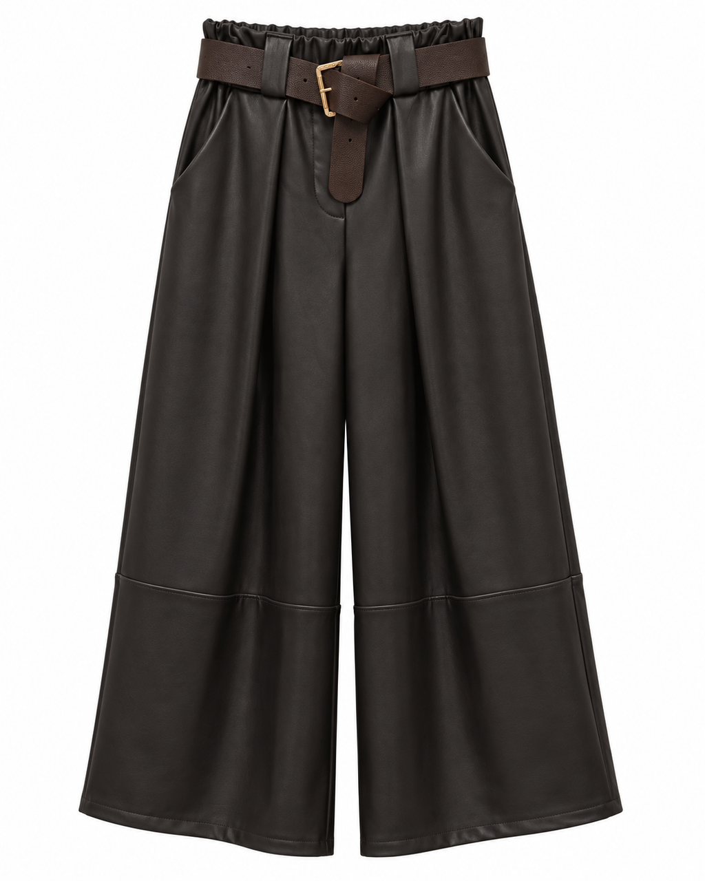 Pantalone a palazzo in ecopelle