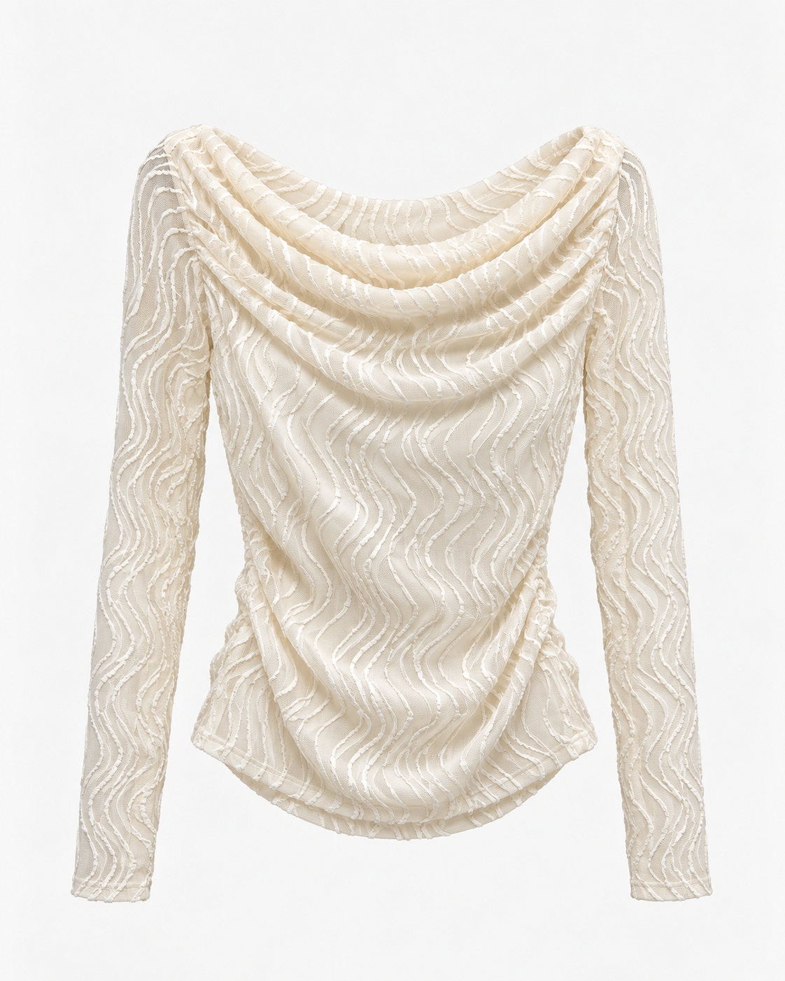 Blusa donna drappeggiata in pizzo lavorato