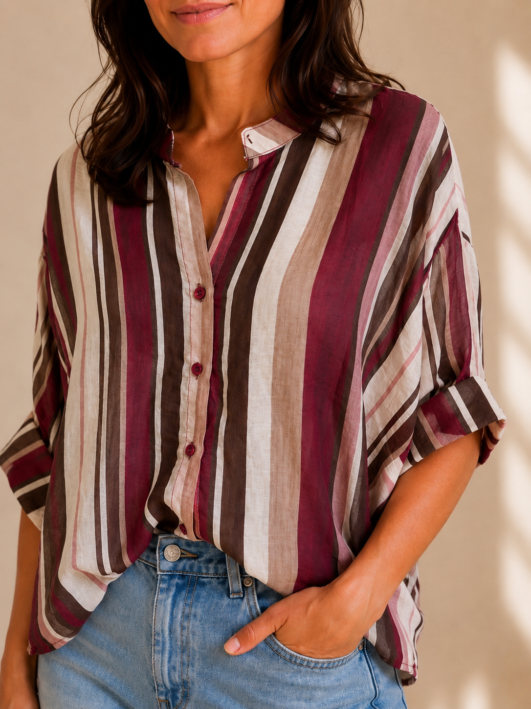 Camicia velata a righe