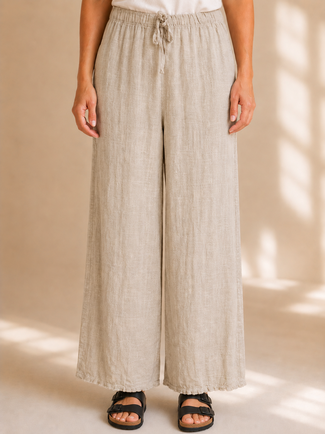 Pantalone palazzo effetto lino