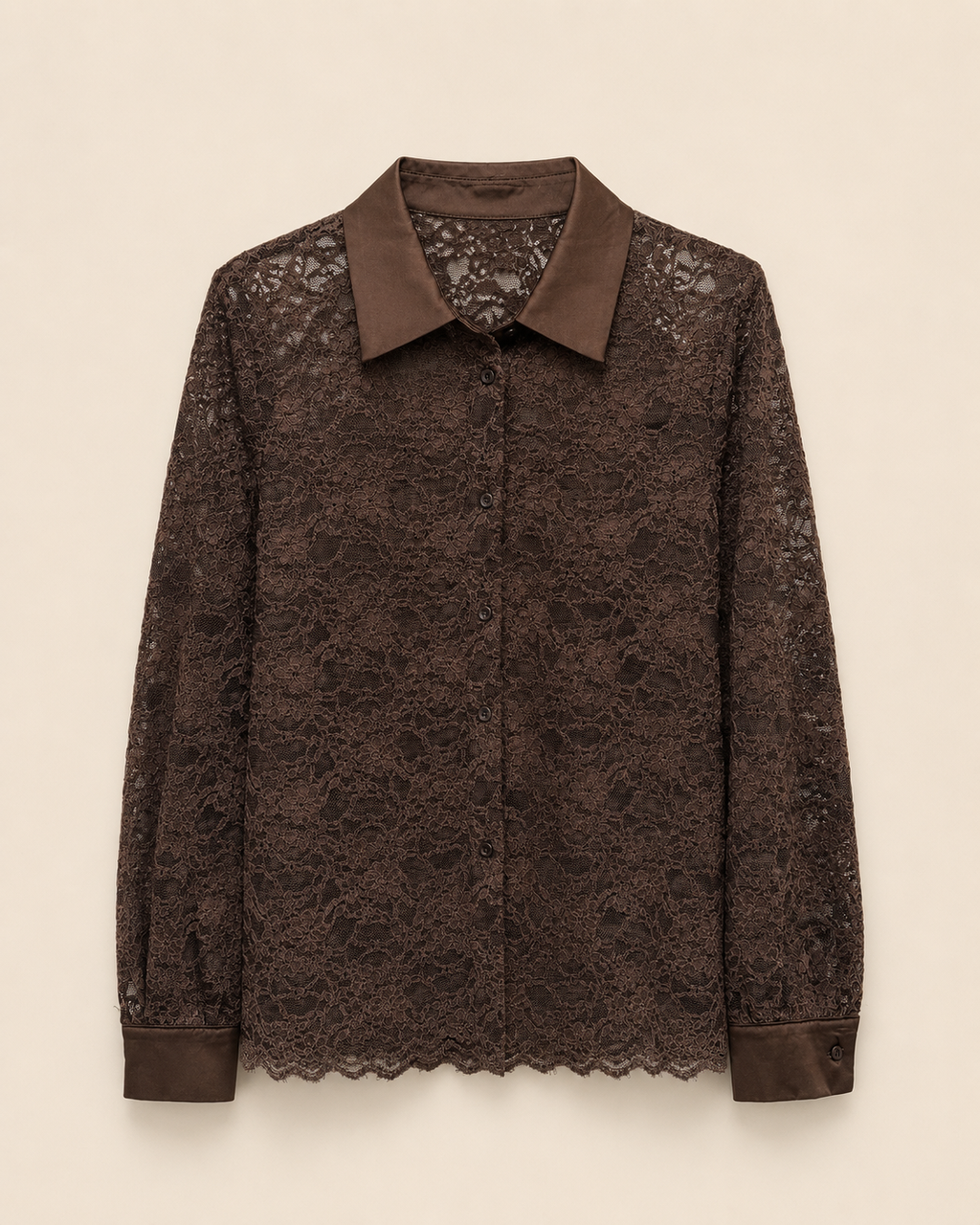 Camicia in pizzo con dettagli satin