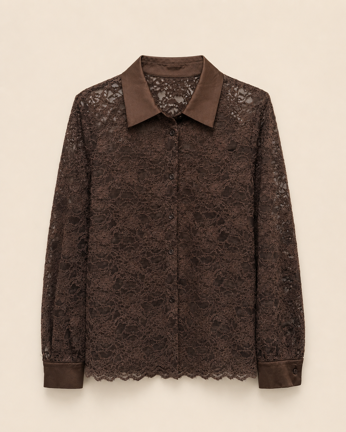 Camicia in pizzo con dettagli satin