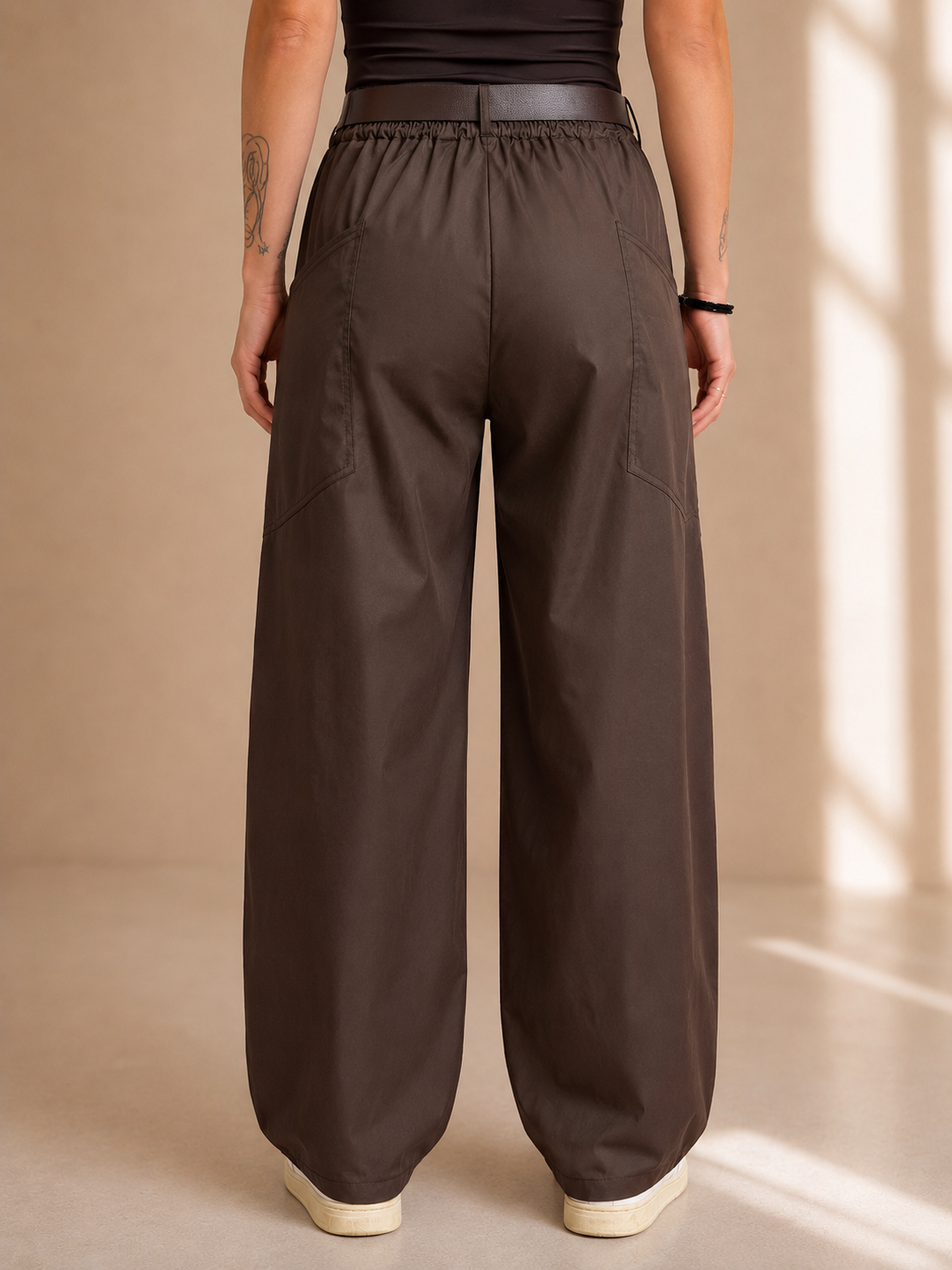 Pantalone barrel in tela