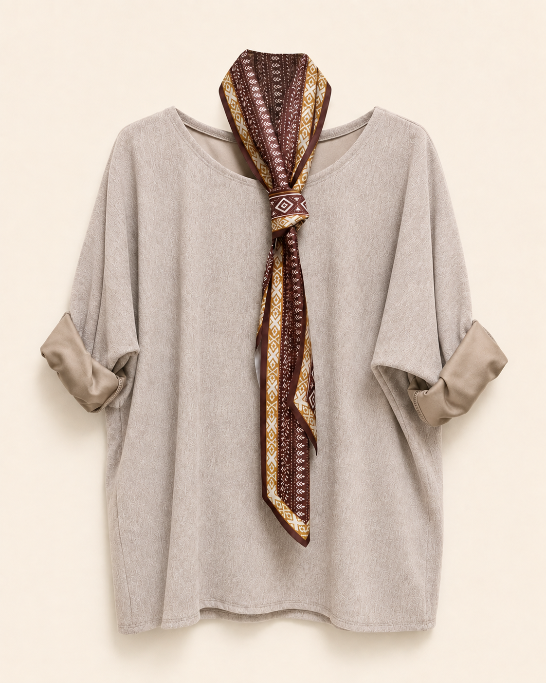 Maglia oversize a costine con foulard
