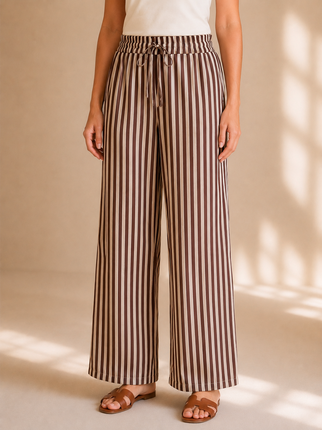 Pantaloni a righe con elastico